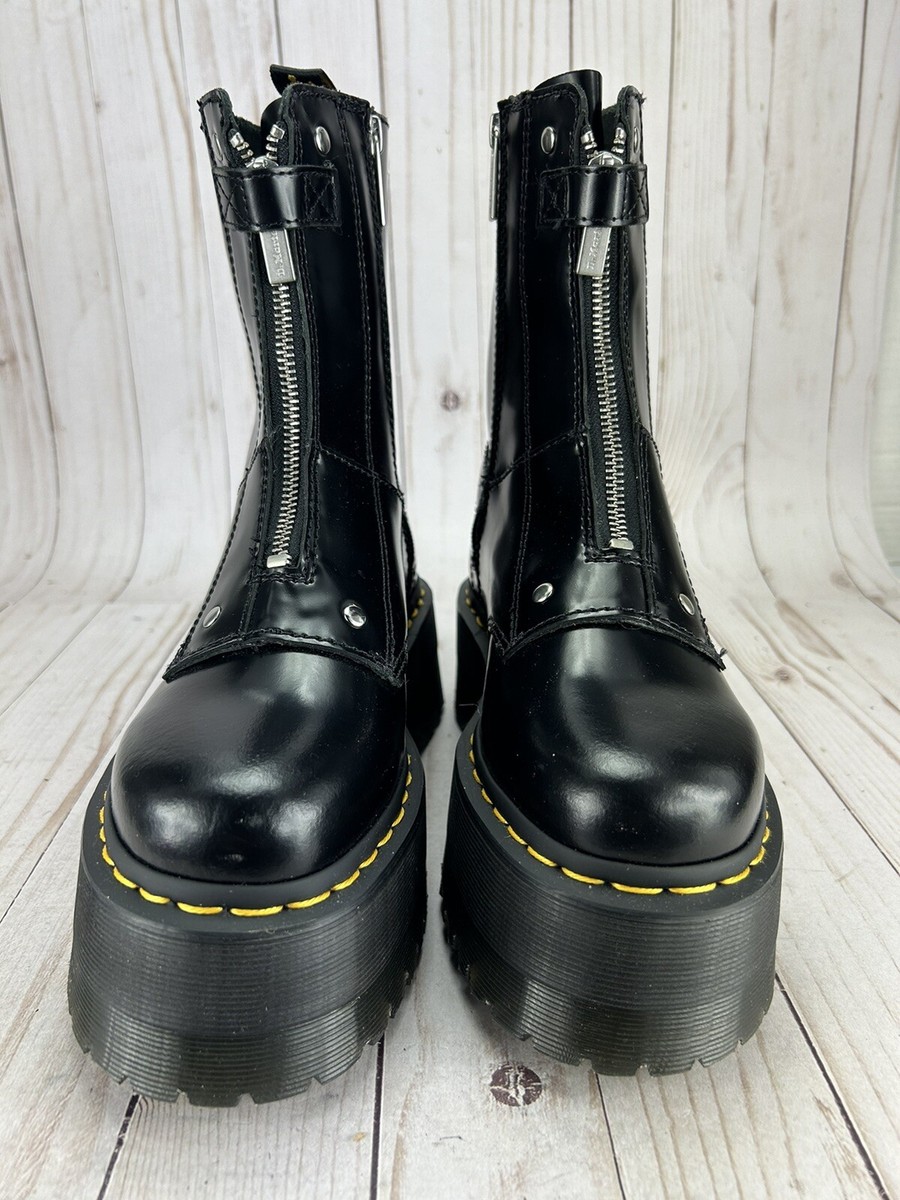 靴 Y's SMOOTH LEATHER PLATFORM ZIP UP BOOTS Sinclair Milled Nappa Leather Platform Boots in Black Milled