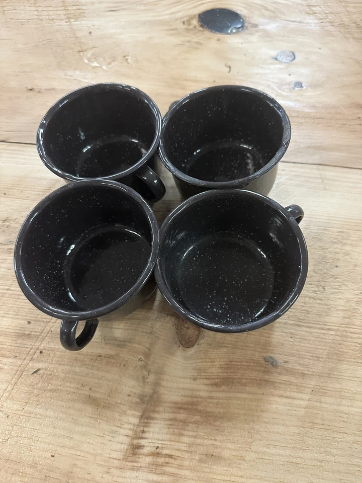 Набор из 4 подходящих синих эмалированных кружек для кемпинга суп/кофе/горячий шоколад 1T - Изображение 4 из 4