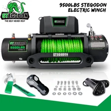 STEGODON 9500LBS Electric Winch 12V Synthetic Rope Towing Truck Trailer OffRoad