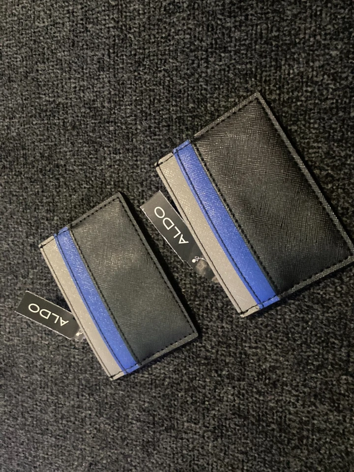Lote de dos nuevas billeteras con clip Aldo para hombre monedero delgado titular de tarjeta de crédito azul negro Foto 3 de 4