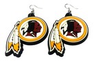 WASHINGTON REDSKINS EARRINGS LOGO SOFT PLASTIC NEW LICENSED NFL CHARM FOOTBALL