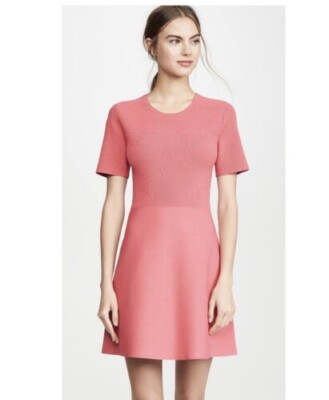 Theory Otto Flare Dress in Glossed watermelon Pink NWT Large $425 | eBay Theory Otto Flare Dress in Glossed watermelon Pink NWT Large $425 | eBay