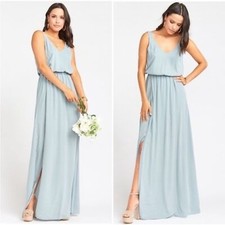 Show Me Your MuMu NWT Kendall Maxi Dress in Silver Sage Crisp Sz L Bridesmaid