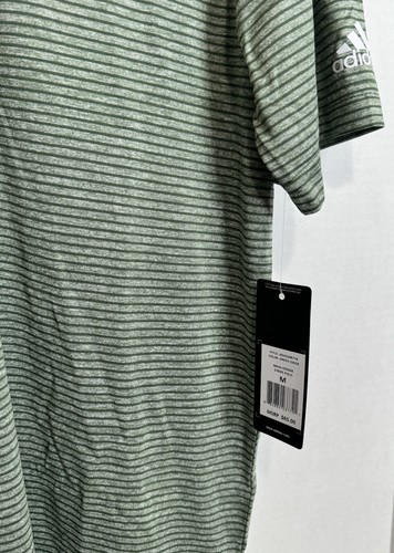 Adidas Golf Polo Shirt Medium MSRP $65 Green Stripe Stretch - Picture 5 of 10
