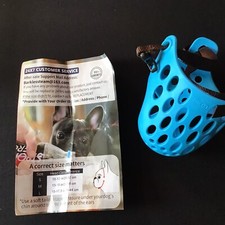 BARKLESS Dog Muzzle for Short Snout Dogs, Soft Silicone Muzzle for Biting Size S