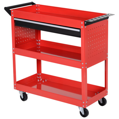 Werkzeugwagen Wagen Stahl rot 3-stufig 82x35x76cm abschließbar Rollen Schiebeschublade
