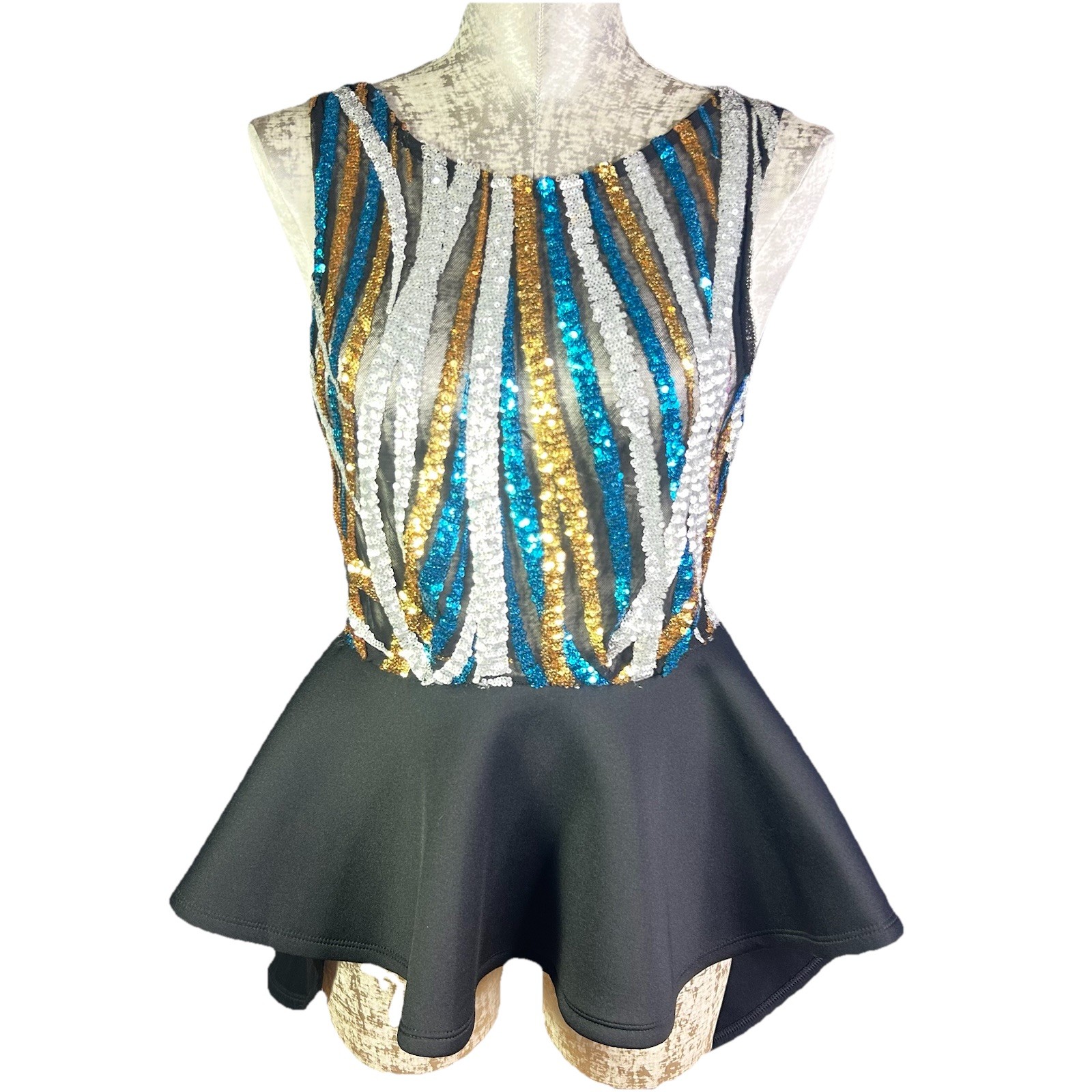 Vestido de Baile Audiciones Lentejuelas Espalda Abierta Patinador Jazz Lírico XS S