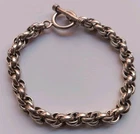 Sterling 925 Silver Solid Double Ring Chain Bracelet 7.5" Heavy Vintage     /77/
