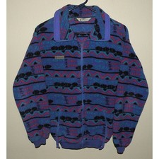 Vtg 90  s Columbia Youth XL Full Zip Fleece Jacket Aztec Southwest Purple USA