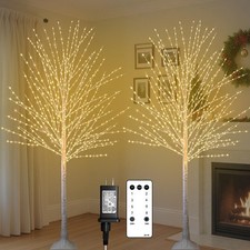 Lighted Birch Tree Light Up Twig Christmas Tree Decor 880 LED Lights 6FT 2PK