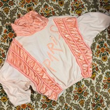 Vintage INSANE 80s Paris Pink Satin Ruffle Cropped Sweatshirt Made in France