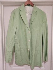 Polo Ralph Lauren Green/White Gingham Cotton Blazer Men s Size L Made In Italy