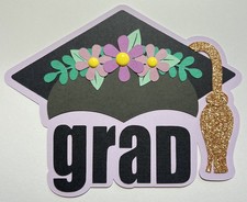 Graduation Scrapbook Title Die Cut Grad 3D Flowers Girl Graduate Layout   