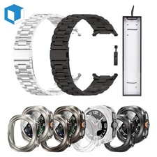 For Samsung Galaxy Watch 7 Ultra 47mm PC Cover Case  Steel Metal Band Strap