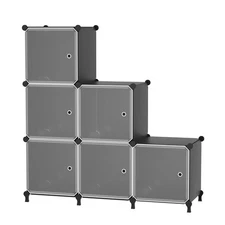 Cube Storage Organizer, 6-Cube Shelves Unit with Doors, DIY Stackable Plastic...
