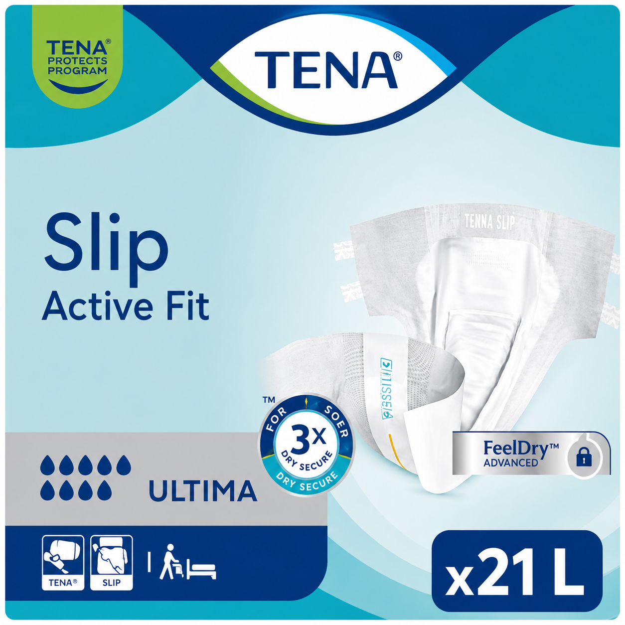21 x TENA Slip Active Fit Ultima Large Adult Incontinence Slips | Pack of 21 - Image 2