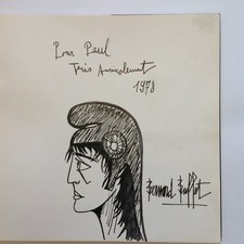 Bernard Buffet drawing black felt signed Bernard Buffet autographed for Paul dated