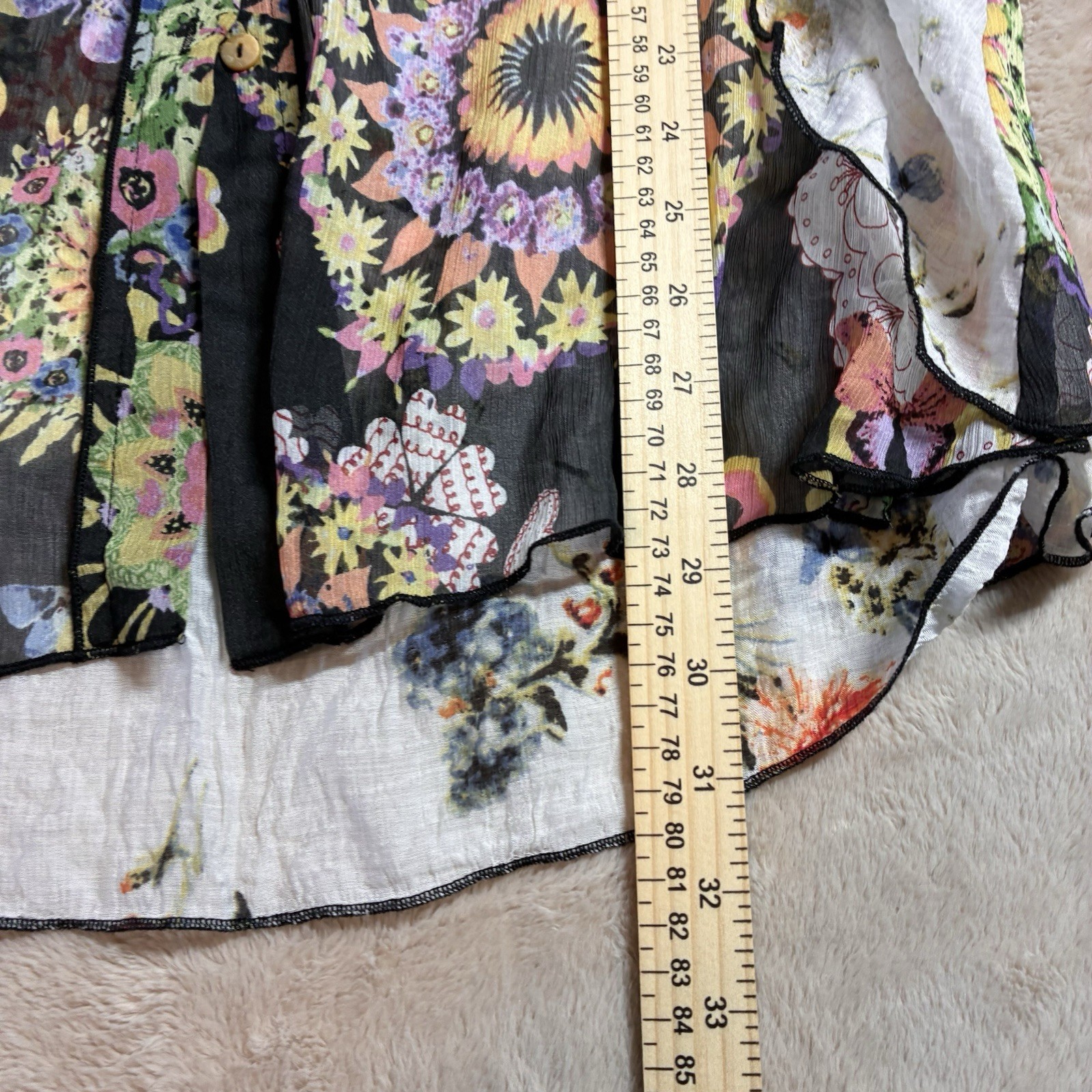 John Mark Patchwork Floral Sheer Boho Button Blou… - image 9