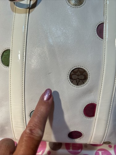 BORSA COACH BIANCA MULTICOLORE A POIS "EDIZIONE LIMITATA" BORSA TOTE BAG BORSA A TRACOLLA 9763 - Foto 14 di 19