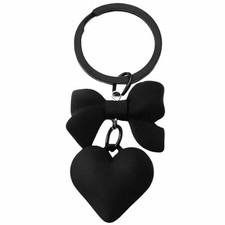Heart Keychain Bow Key Chain Cute Bag Charm for Women Girls Black