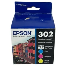 Epson 302 Cyan Magenta Yellow Photo Black T302520 Exp 01 2027 Retail Box New