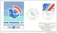 AIR FRANCE 50TH ANNIVERSARY TO ROMANIA ASSOCIATION AEROPHILATELY 1983 FDC