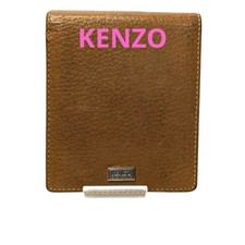 Kenzo Bifold Wallet Brown Logo Plate Leather Limited Edition Style Bold Artistic