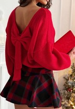New Red Bow Back Christmas Sweater pick S M L XL