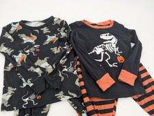 Carters Kids Pajamas Lot of 2 Slim Fit Cotton Halloween Dino Stripes Size 5T