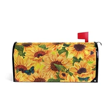 WOOR Sunflowers and Green Blue Butterflies 20.8x18 inch Standard Size Multi03