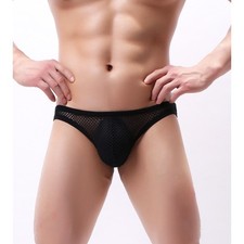 Men's Lightweight Soft Briefs Double Strap G String Mesh Sexy Style Underwear