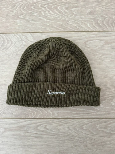 Bonnet Supreme Loose Gauge vert homme OSFM script logo brodé streetwear