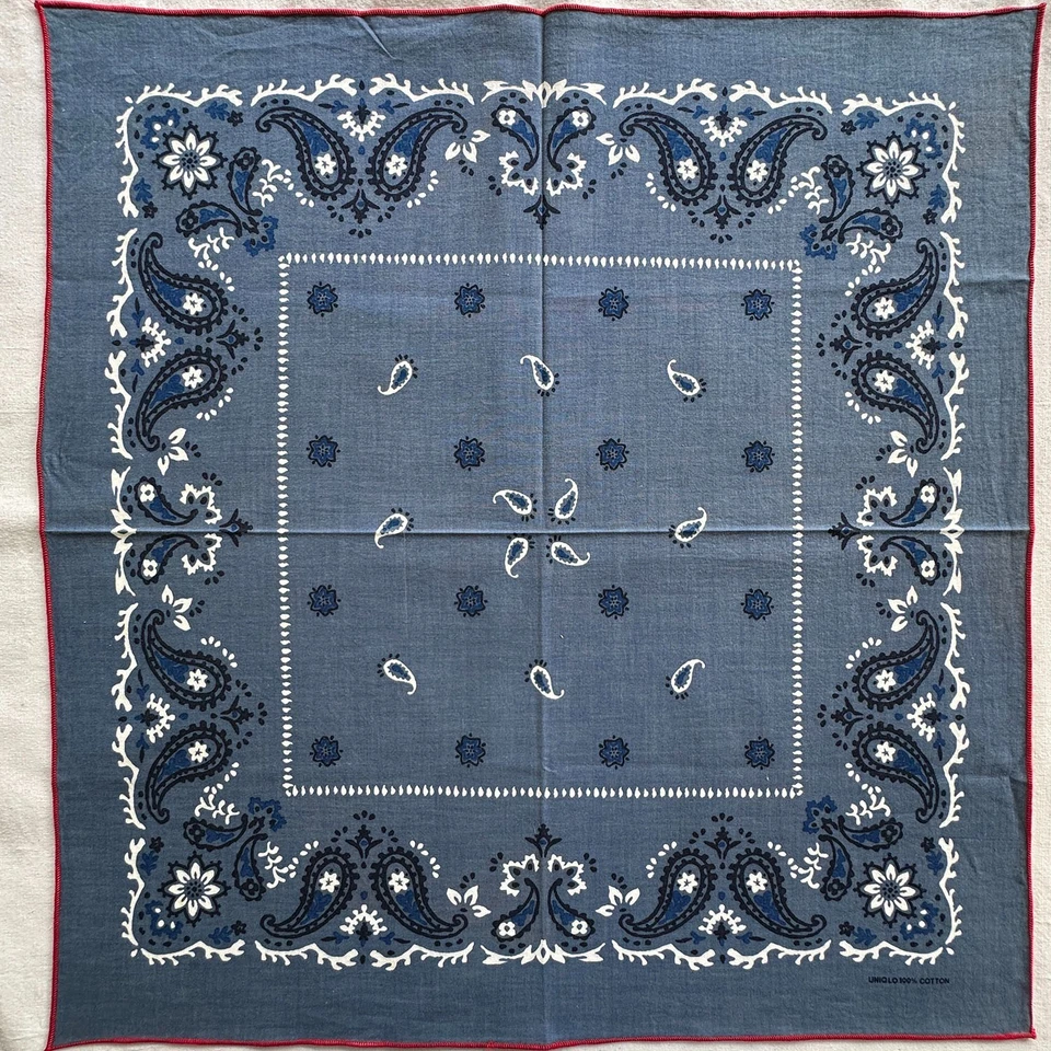 Pañuelo floral de cachemira de algodón gris azul vintage para hombre 21" Foto 2 de 3