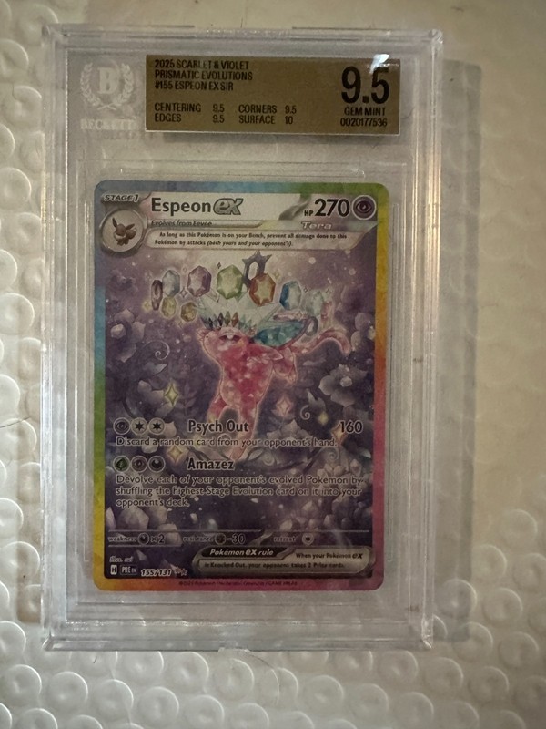 PRISMATIC EVOLUTIONS SET,ESPEON BECKETT 9.5 AND CERULRDGE SIR PSA 10