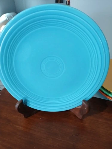 Vintage Fiesta Ware Turquoise Blue Dinner Plate Genuine HLO 9.5 inch Fiestaware