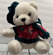 1993 Vintage Anco Plush Teddy Bear Stands 8 Tall Red Green Attire. Age 3yrs.