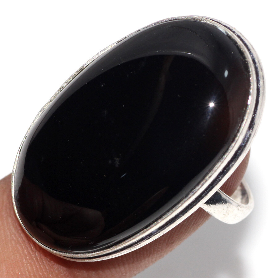 Black Onyx 925 Silver Plated Gemstone Handmade Ring Us 7 Elegant Gift JW