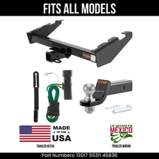 For 79-84 GMC Suburban Trailer Hitch 4 Pin Wiring 2" Ball Fits All Curt 6K 2"