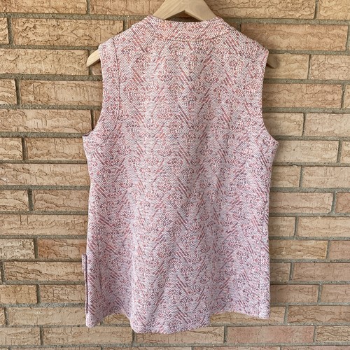 60s 70s funky textured chain button sleeveless tunic vest top size L psychedelic - Picture 2 of 8