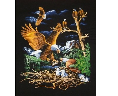 T-Shirt Adler Nest, Gr. S, L, Familie Weißkopf Seeadler, Western Indianer Biker
