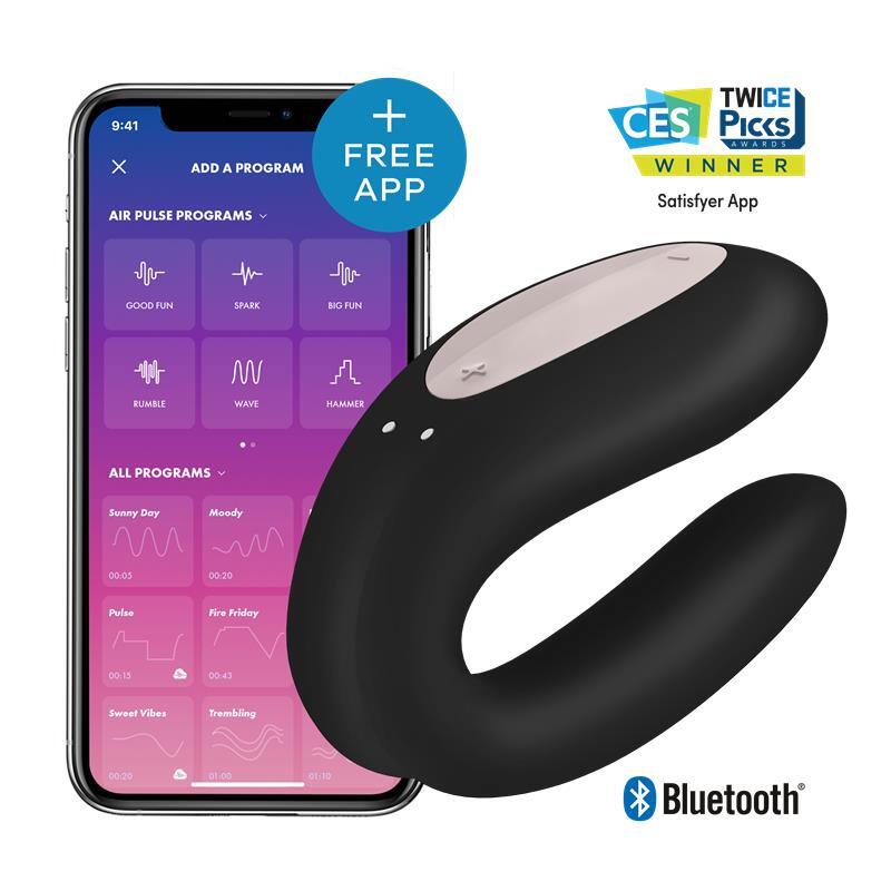 Vibrador De Parejas Alegría Doble De Satisfyer - Negro En Oferta Vibrador Para Parejas Con App Double Joy Negro (Cod. Lv-4061504002392)
