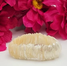 Natural White Shell Spike Stretch Bracelet 6 Inch Sizable Nature Tribal Boho