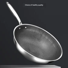 12 inch Hybrid Stainless Steel Wok, double side Nonstick #304 stainless steel