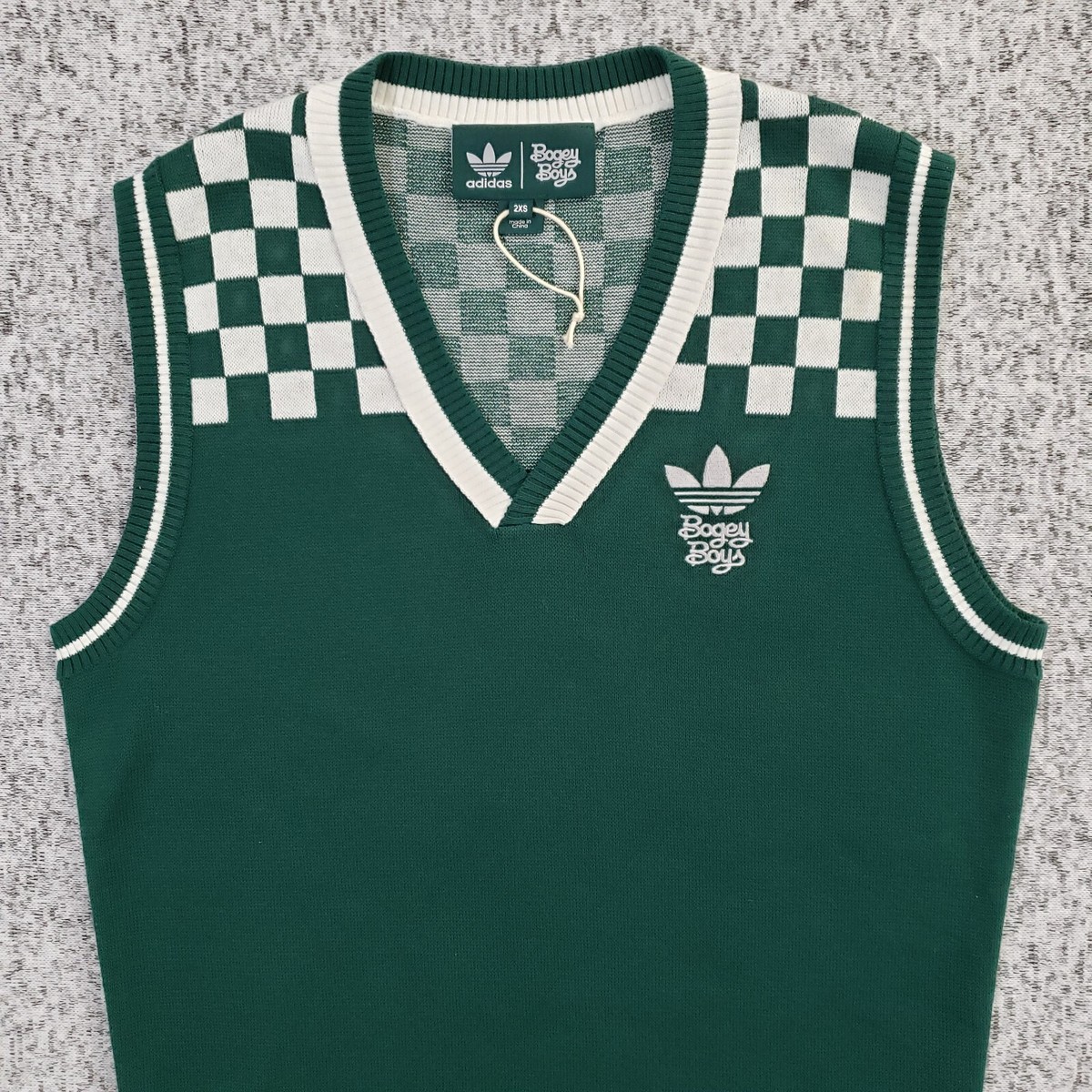 adidas Bogey Boys ニットベスト Sサイズ adidas x Bogey Boys Vest Golf Green White Checkered IL9295 Preppy