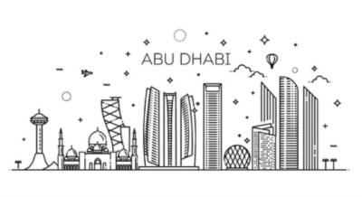 Wandbild: Abu Dhabi City Line Art Vector Illustration mit allen berühmten [...]