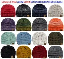 NEW! Genuine CC Beanie Colorful Confetti Soft Stretch Cable Knit Slouch Beanie