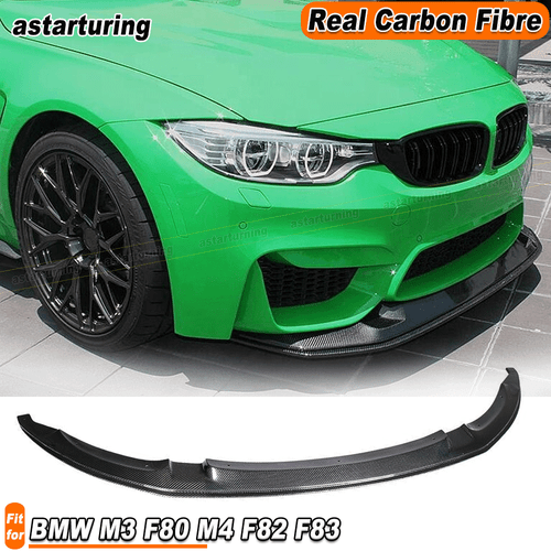 Fit For BMW F80 M3 F82 F83 M4 2014-19 REAL Carbon Front Bumper Lip Spoiler Chin - Foto 1 di 10