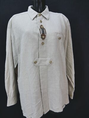 Size XL costume shirt Akah beige with leather tab fascinating shirt TH2427