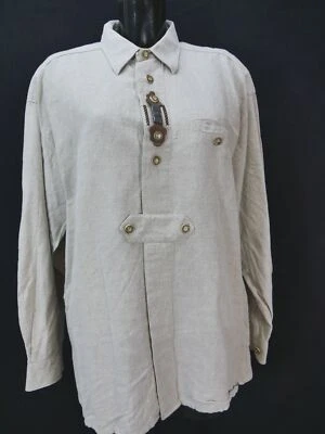 Gr.XL Trachtenhemd Akah beige mit Lederriegel faszinierendes Hemd TH2427 - Bild 1 von 4