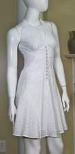 Guess Dress Nwt Size 2 White Eyelet Design Ruched V-neck Halter Top Collared